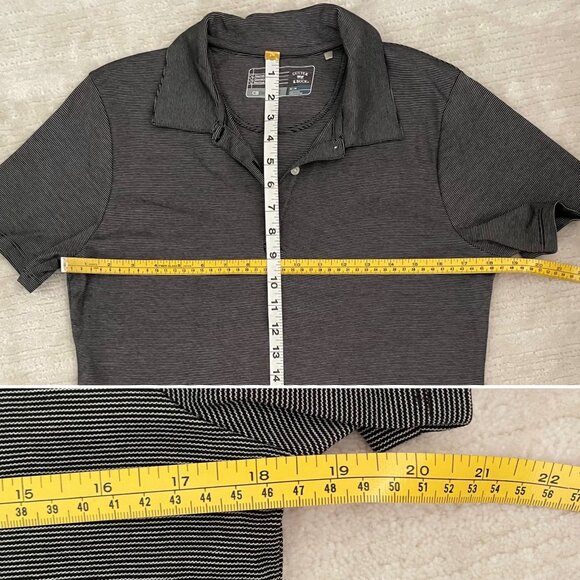 Cutter & Buck Womens Sz M Polo Shirt Gray Striped Moisture Wicking Top - Picture 6 of 9